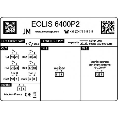 EOLIS6400P2 - Convertisseurs numeriques double-voie pour mesures de Puissance avec Affichage, relais et sorties analogiques