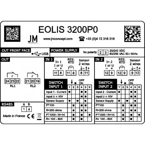 EOLIS3200P0 - Convertisseurs numeriques double-voie de signaux de Process avec relais, avec Affichage