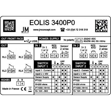 EOLIS3400P0 - Convertisseurs numeriques double-voie de signaux de Process avec relais, avec Affichage