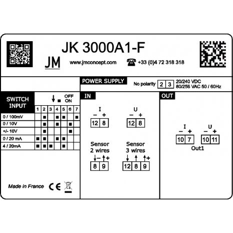 JK3000A1-F - Convertisseur analogique d'une entrée Process avec une sortie analogique en version Parafoudre