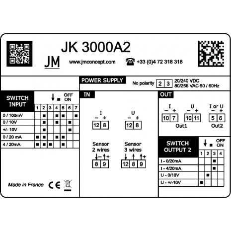 JK3000A2 - Convertisseur analogique d'une entrée Process avec une sortie analogique