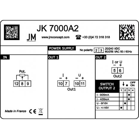 JK7000A2 - Convertisseur a entrée potentiométrique avec deux sorties analogiques
