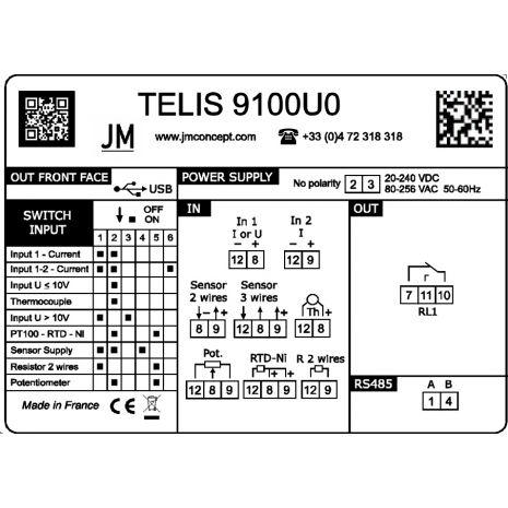 TELIS9100U0 - Convertisseur numerique à entrée universelle avec affichage et avec 1 relais