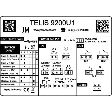 TELIS9200U1 - Convertisseur numerique à entrée universelle avec affichage et avec relais et une sortie analogique