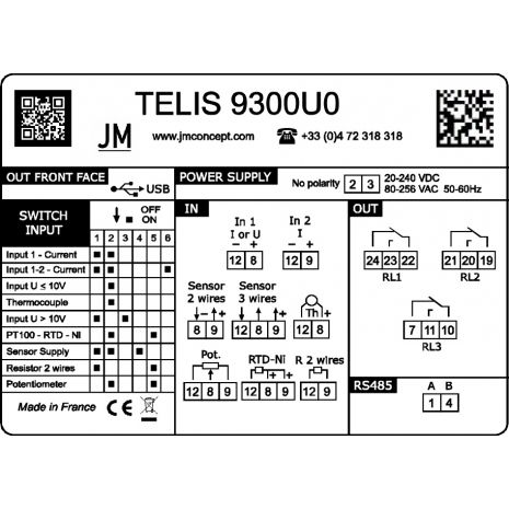 TELIS9300U0 - Convertisseur numerique à entrée universelle avec affichage et avec 3 relais